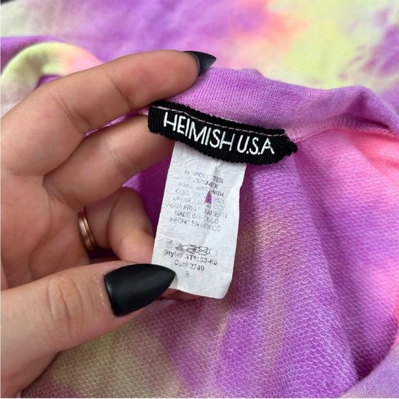 HEIMISH USA Neon Tie Dye V-neck T-shirt Size Small - Picture 4 of 4